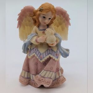 Vintage Montefiori Angel Figurine with Rabbit Bunny Pastel Colors